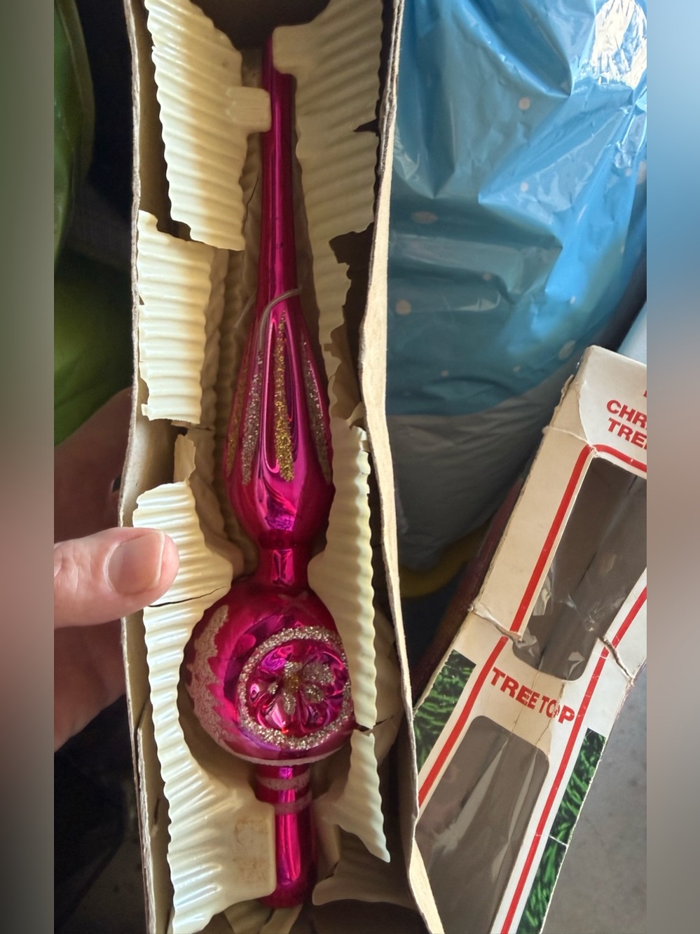 Vintage Glass Tree Topper - in original box